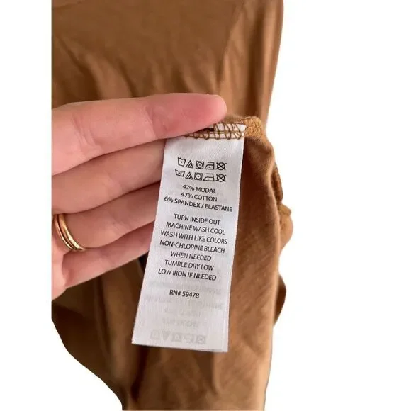 Tahari Soft Long Sleeve Basic Brown Top Cotton Mix - Picture 4 of 4